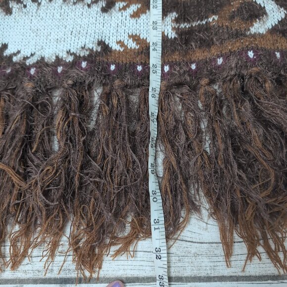Powder River Outfitters by Panhandle Women's Brown Aztec Fringe Sweater Size L - Picture 4 of 5